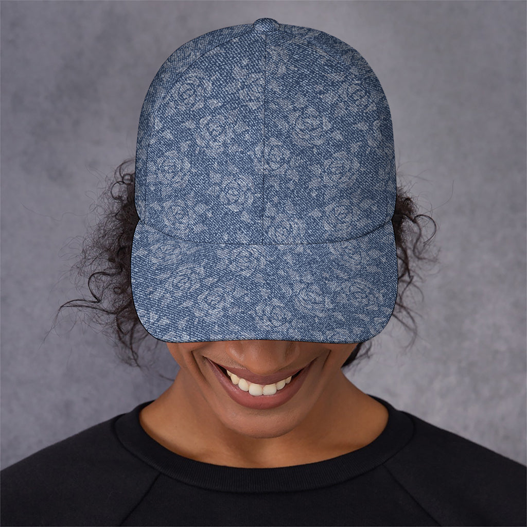 Rose Denim Jeans Pattern Print Baseball Cap
