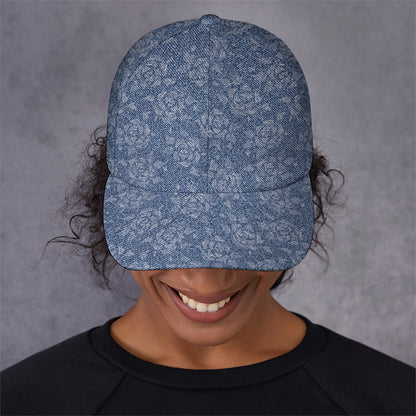 Rose Denim Jeans Pattern Print Baseball Cap