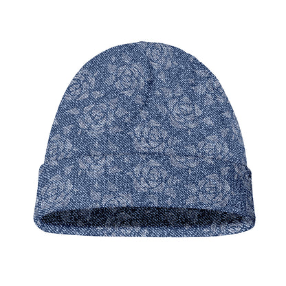 Rose Denim Jeans Pattern Print Beanie