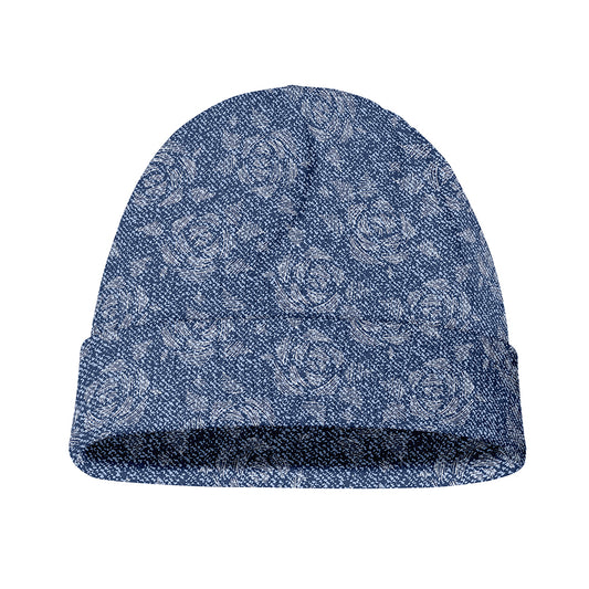 Rose Denim Jeans Pattern Print Beanie