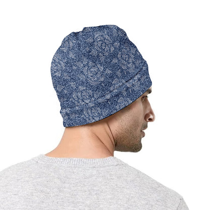 Rose Denim Jeans Pattern Print Beanie