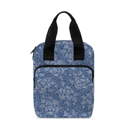 Rose Denim Jeans Pattern Print Bible Tote Bag