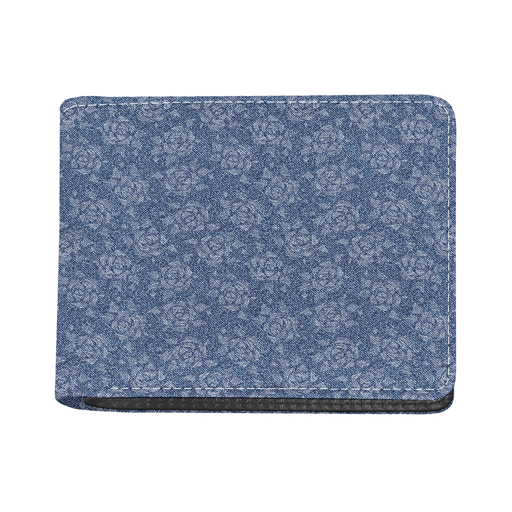 Rose Denim Jeans Pattern Print Bifold Wallet