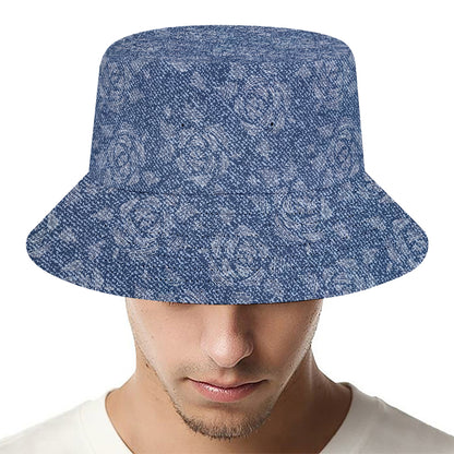Rose Denim Jeans Pattern Print Bucket Hat