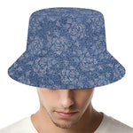 Rose Denim Jeans Pattern Print Bucket Hat