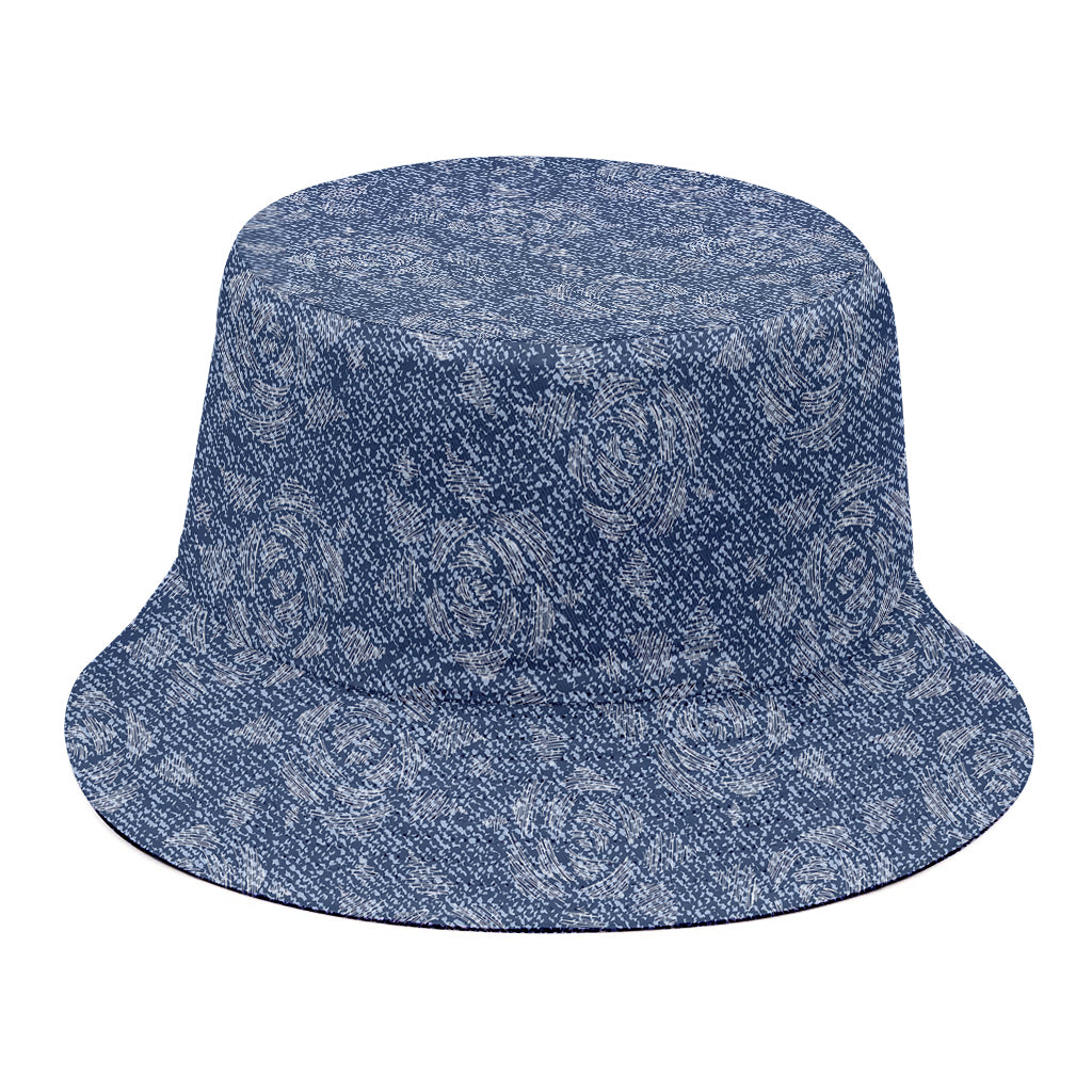 Rose Denim Jeans Pattern Print Bucket Hat