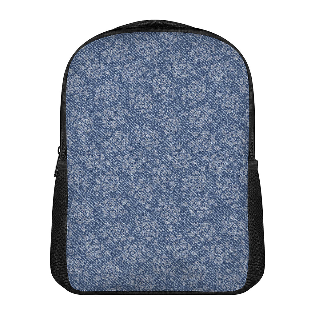 Rose Denim Jeans Pattern Print Casual Backpack