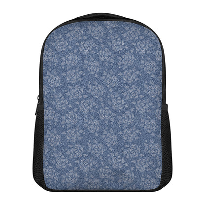 Rose Denim Jeans Pattern Print Casual Backpack