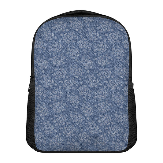 Rose Denim Jeans Pattern Print Casual Backpack