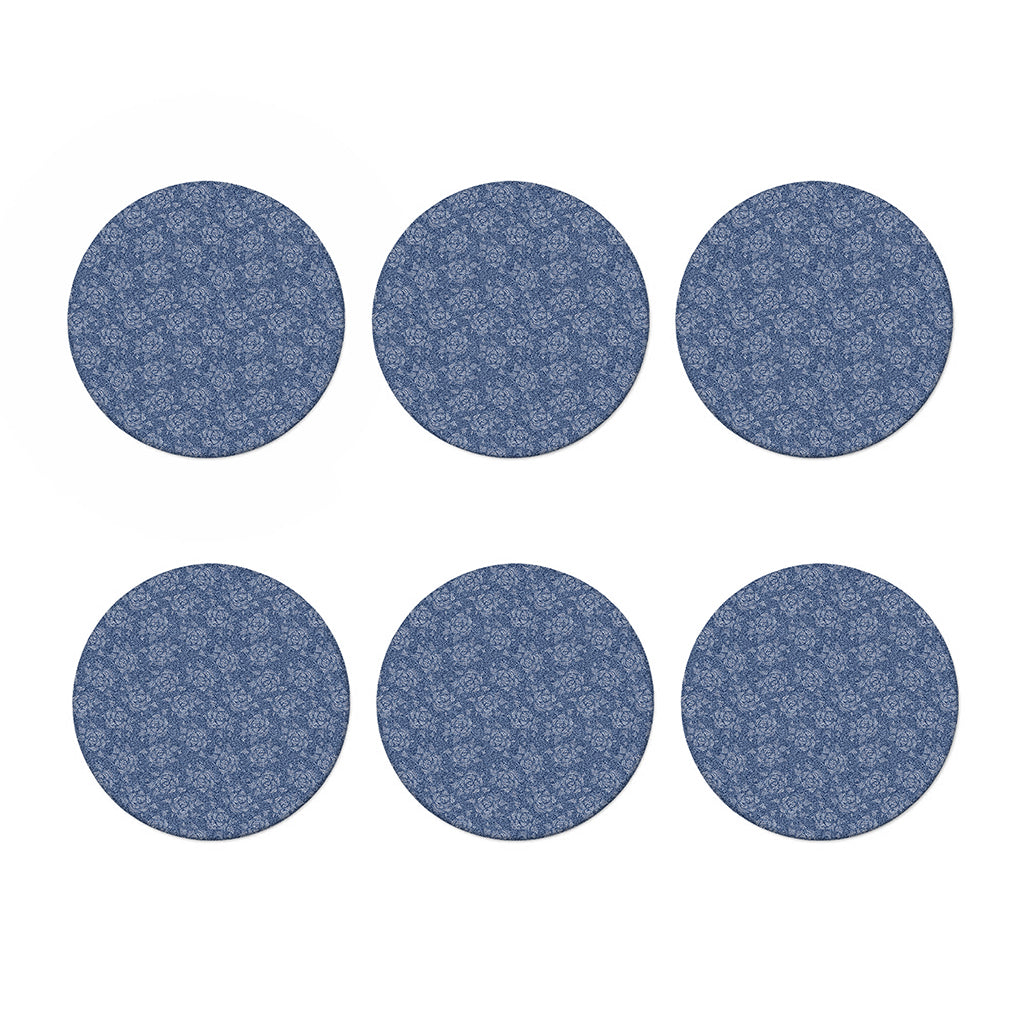 Rose Denim Jeans Pattern Print Coaster Set