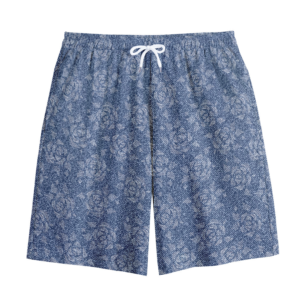 Rose Denim Jeans Pattern Print Cotton Shorts