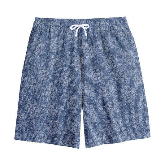 Rose Denim Jeans Pattern Print Cotton Shorts