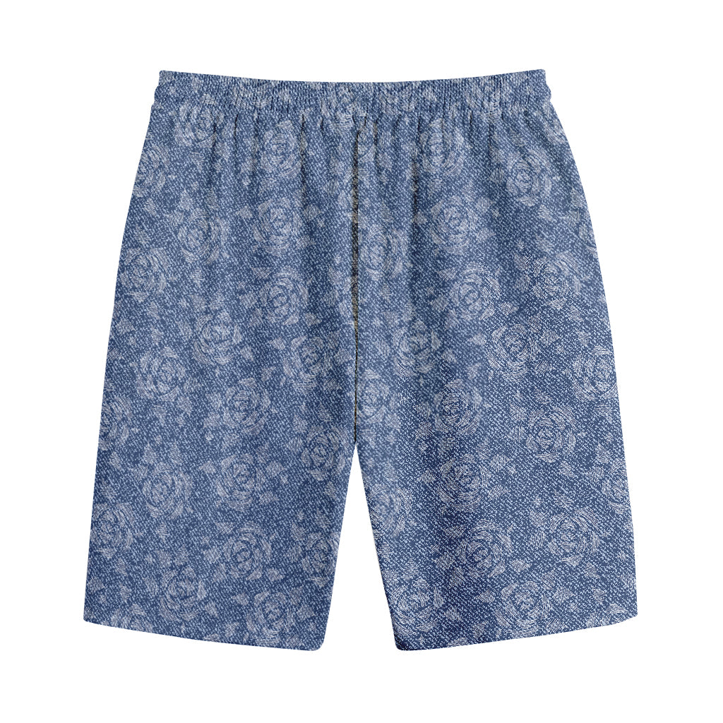 Rose Denim Jeans Pattern Print Cotton Shorts