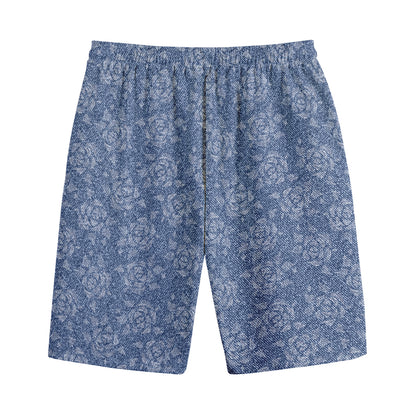 Rose Denim Jeans Pattern Print Cotton Shorts