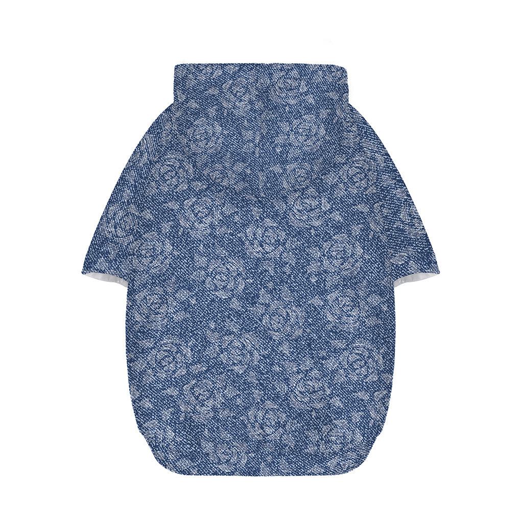 Rose Denim Jeans Pattern Print Dog Zip Up Hoodie