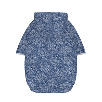 Rose Denim Jeans Pattern Print Dog Zip Up Hoodie