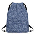 Rose Denim Jeans Pattern Print Drawstring Backpack