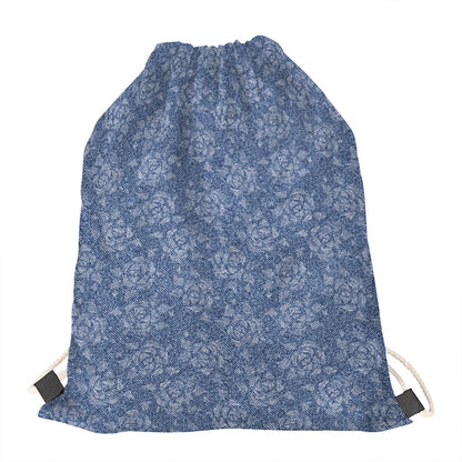 Rose Denim Jeans Pattern Print Drawstring Bag