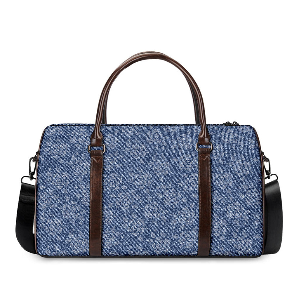Rose Denim Jeans Pattern Print Duffle Bag