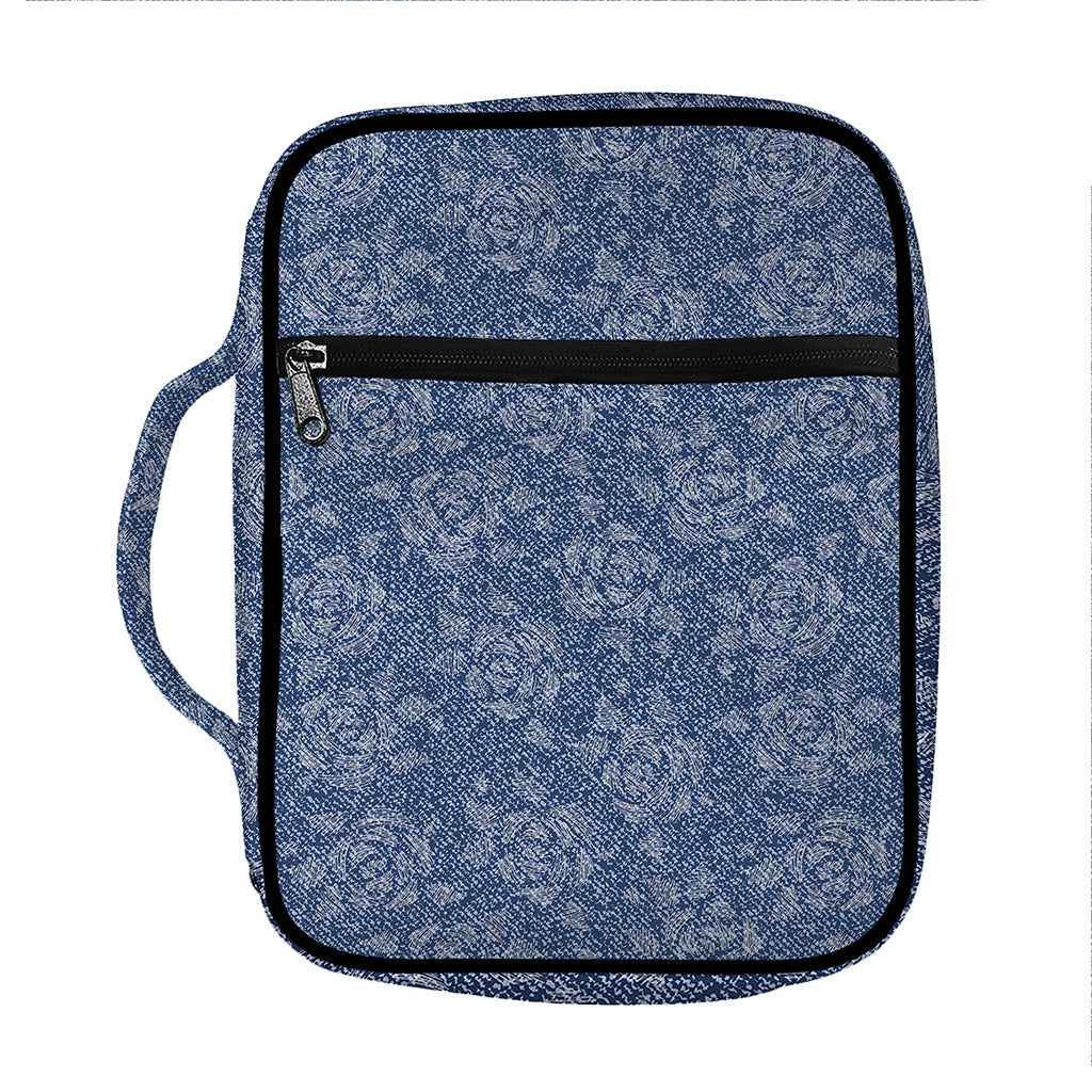Rose Denim Jeans Pattern Print Front Pocket Bible Bag