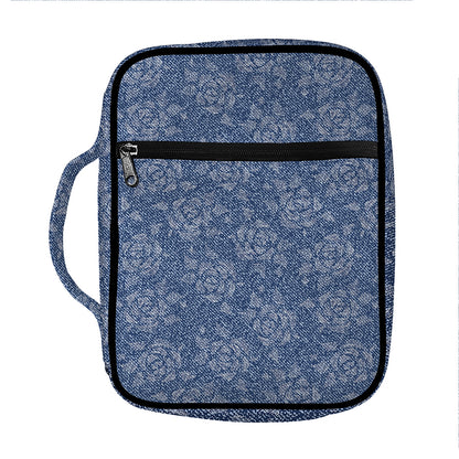 Rose Denim Jeans Pattern Print Front Pocket Bible Bag