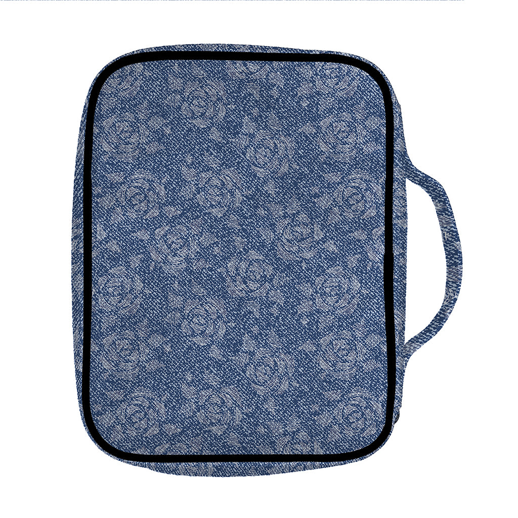 Rose Denim Jeans Pattern Print Front Pocket Bible Bag
