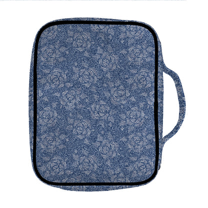 Rose Denim Jeans Pattern Print Front Pocket Bible Bag