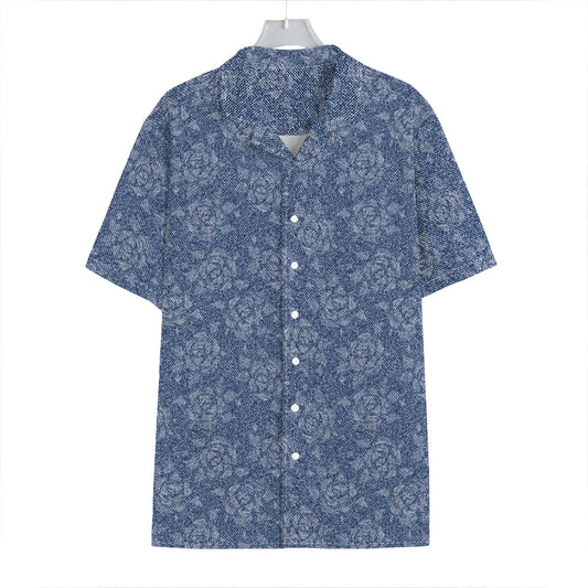 Rose Denim Jeans Pattern Print Hawaiian Shirt