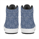 Rose Denim Jeans Pattern Print High Top Leather Sneakers