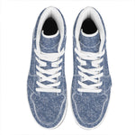 Rose Denim Jeans Pattern Print High Top Leather Sneakers