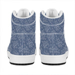 Rose Denim Jeans Pattern Print High Top Leather Sneakers