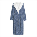 Rose Denim Jeans Pattern Print Hooded Bathrobe