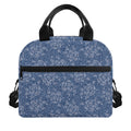 Rose Denim Jeans Pattern Print Insulated Lunch Bag