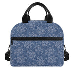 Rose Denim Jeans Pattern Print Insulated Lunch Bag