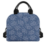 Rose Denim Jeans Pattern Print Insulated Lunch Bag