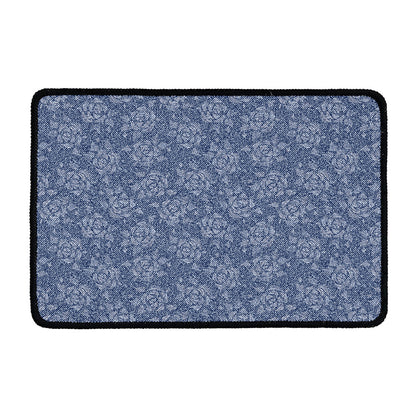 Rose Denim Jeans Pattern Print Kitchen Mat