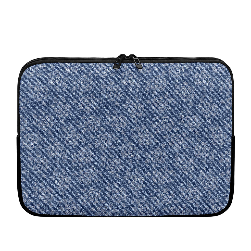 Rose Denim Jeans Pattern Print Laptop Sleeve