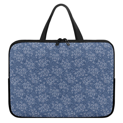 Rose Denim Jeans Pattern Print Laptop Sleeve With Handle