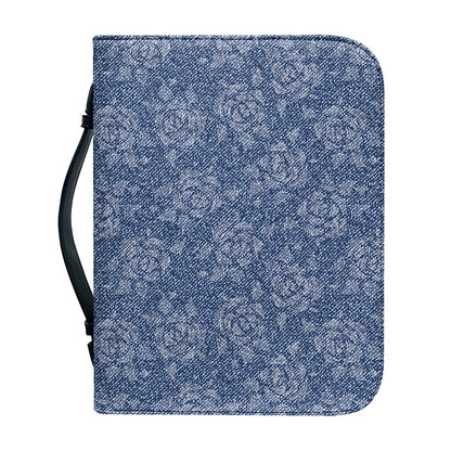 Rose Denim Jeans Pattern Print Leather Bible Cover