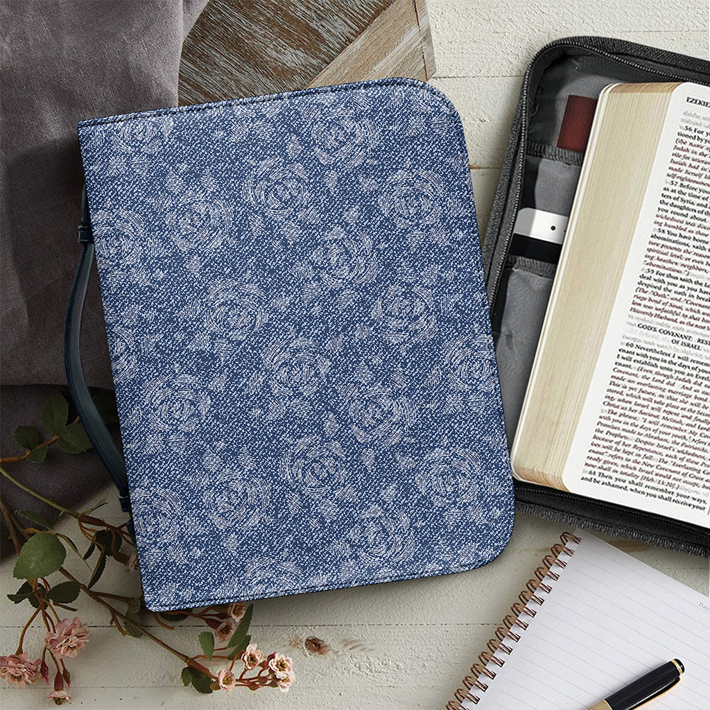 Rose Denim Jeans Pattern Print Leather Bible Cover