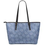 Rose Denim Jeans Pattern Print Leather Tote Bag