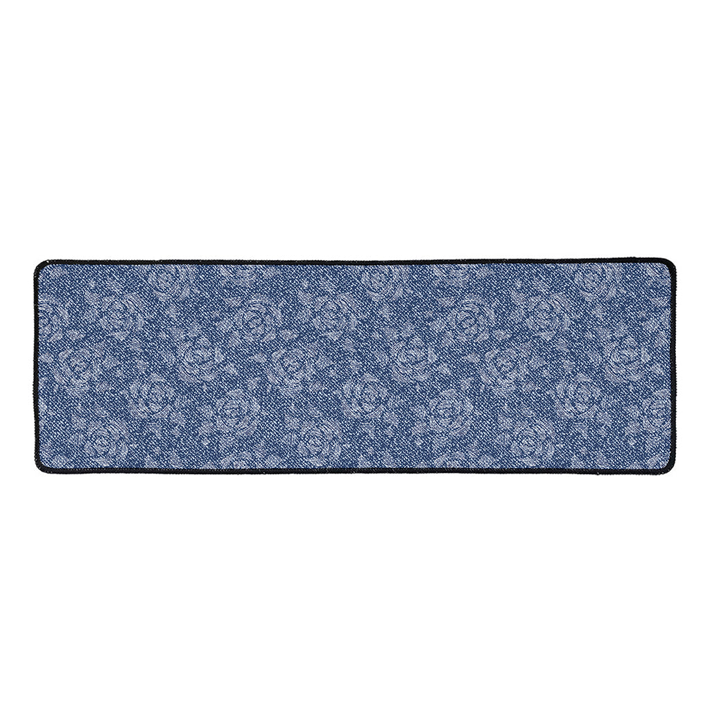 Rose Denim Jeans Pattern Print Long Kitchen Mat