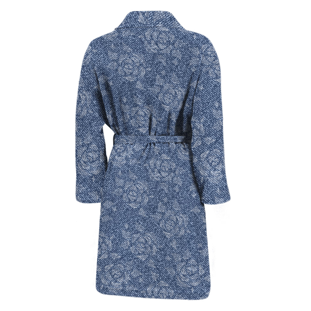 Rose Denim Jeans Pattern Print Men's Bathrobe