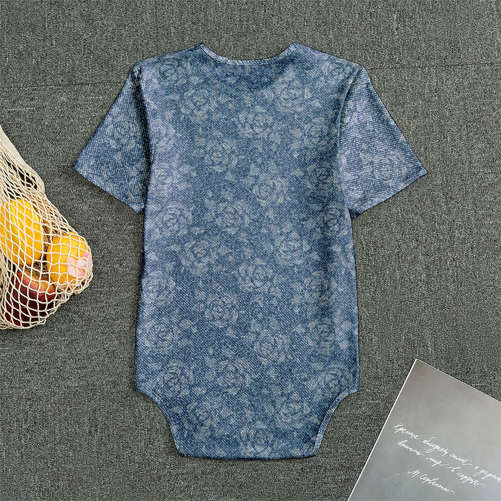 Rose Denim Jeans Pattern Print Men's Bodysuit