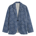 Rose Denim Jeans Pattern Print Men's Cotton Blazer