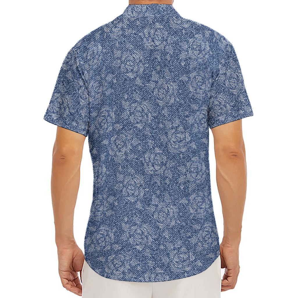 Rose Denim Jeans Pattern Print Men's Deep V-Neck Shirt