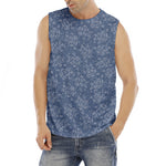 Rose Denim Jeans Pattern Print Men's Fitness Tank Top