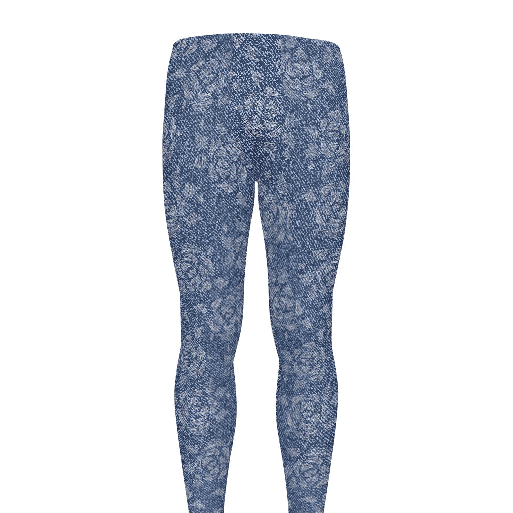 Rose Denim Jeans Pattern Print Men's leggings