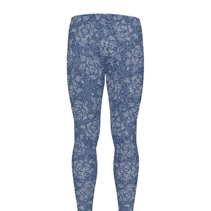 Rose Denim Jeans Pattern Print Men's leggings