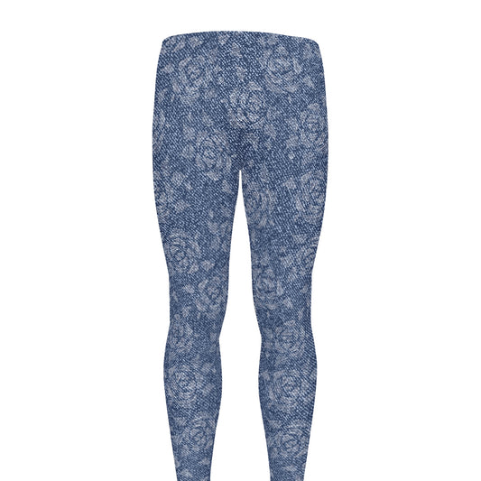 Rose Denim Jeans Pattern Print Men's leggings